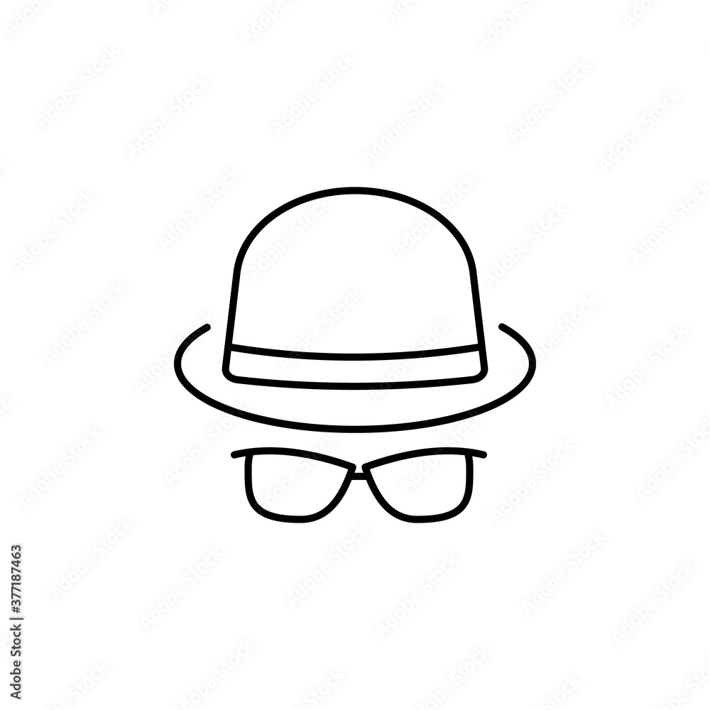 Hat, glasses, man vector icon Hat, glasses, man vector icon