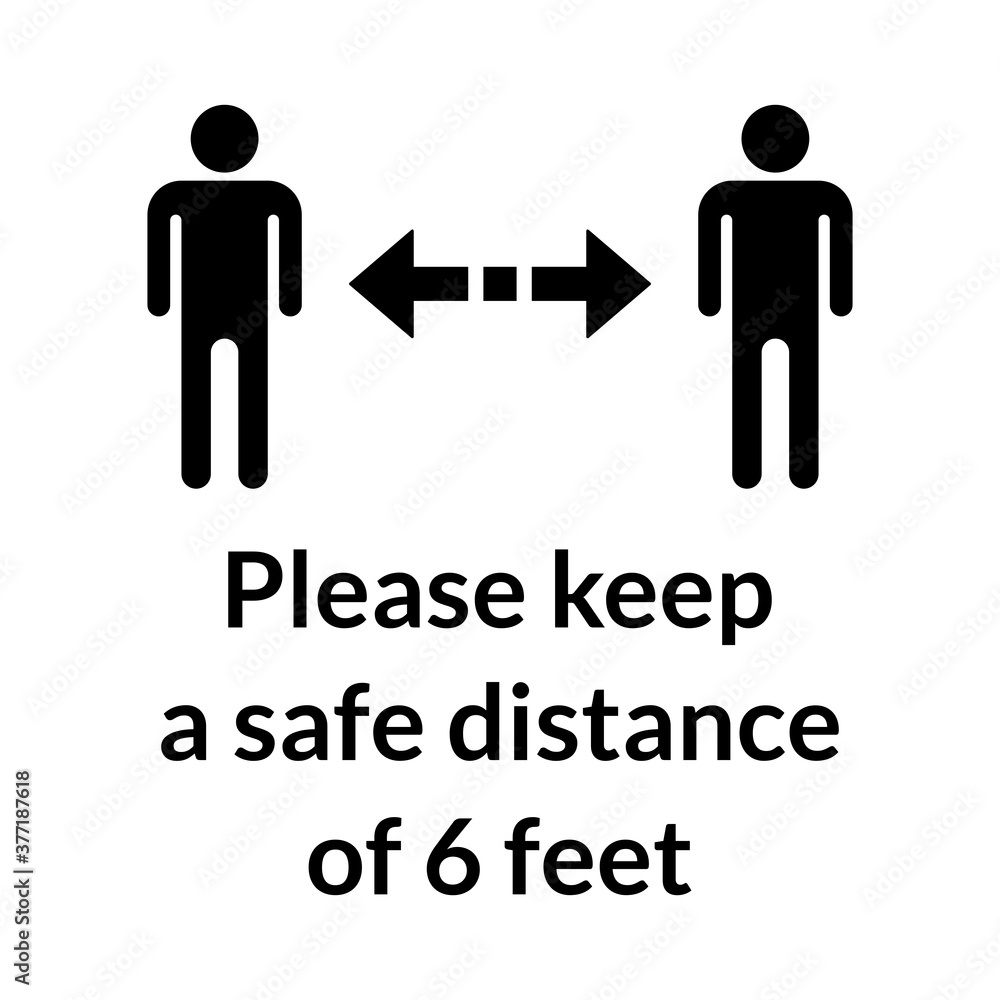 Please Keep A Safe Distance Of 6 Feet Square Warning Floor Marking 