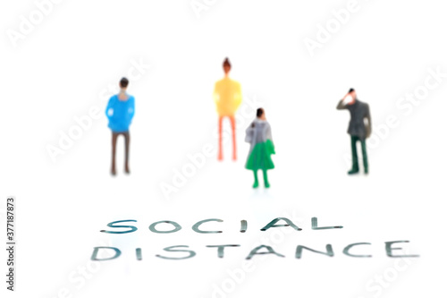 Image with Social distance text showing concept of social distancing during Covid 19 pandemic 