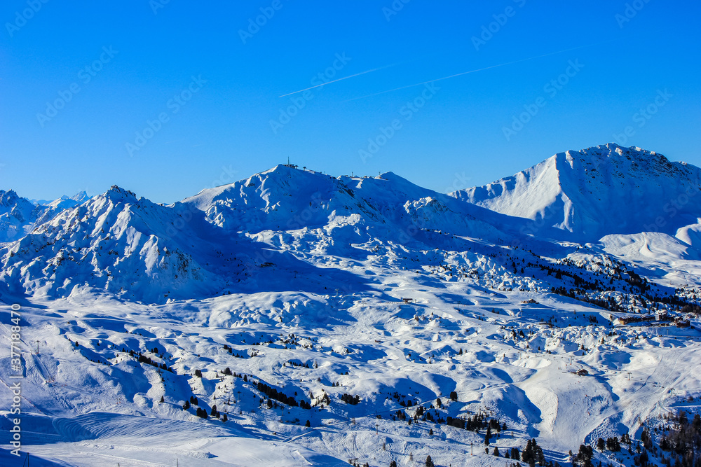 Obraz premium View of Paradiski La Plagne Ski Area, French Alps