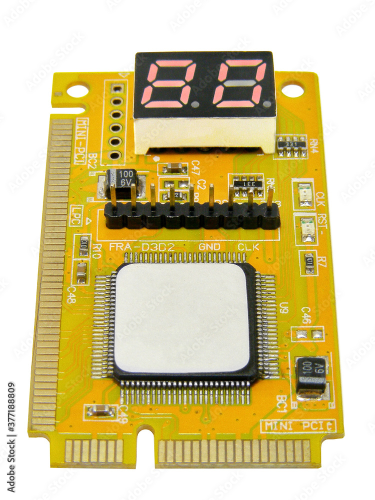 Motherboard diagnostic tool isolated on white background
Motherboard diagnostic tool isolated on white background