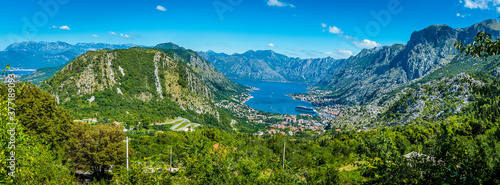 Panoramic view from Tivat to Kotor and the Bay of Kotor, Montenegro photo