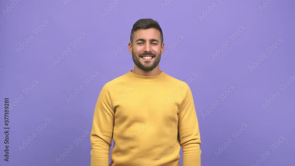 Young caucasian handsome man surprised, feels successful and prosperous, is very lucky Young caucasian handsome man surprised, feels successful and prosperous, is very lucky