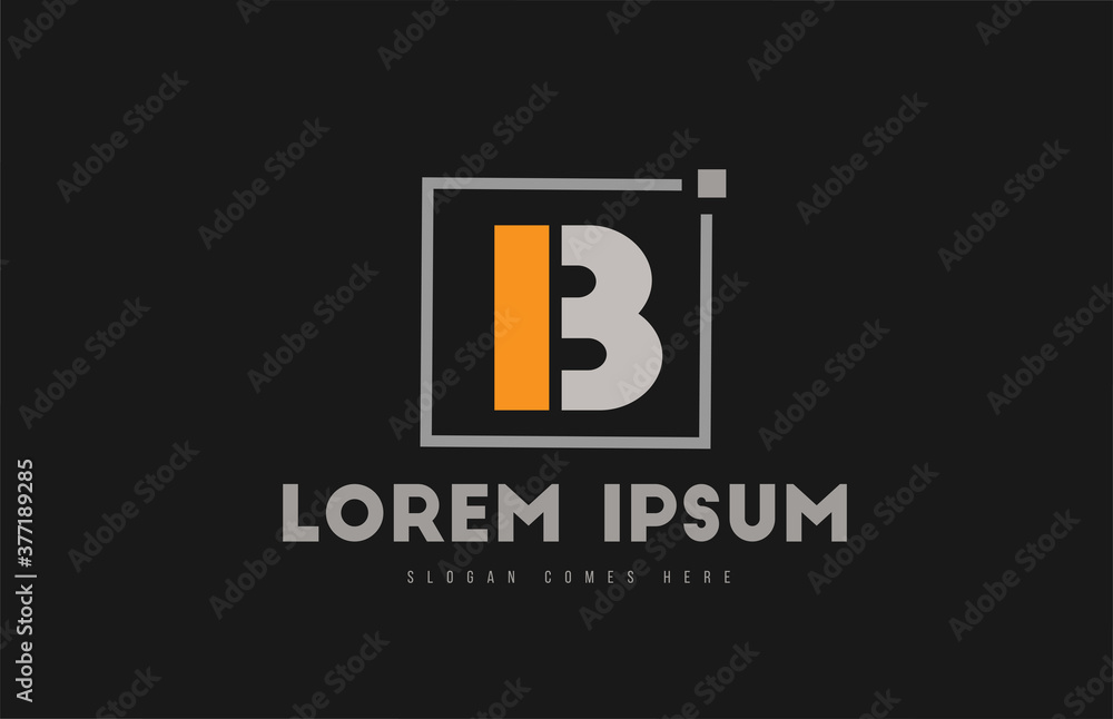Fototapeta premium B alphabet letter logo icon in orange grey black. Dot square design for company and business identity
