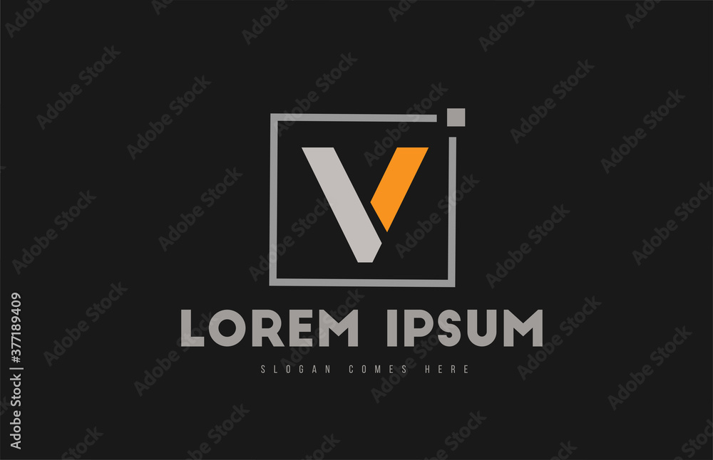 V alphabet letter logo icon in orange grey black. Dot square design for company and business identity V alphabet letter logo icon in orange grey black. Dot square design for company and business identity