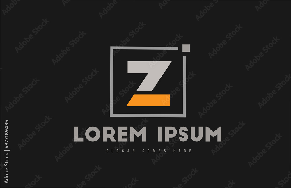 Z alphabet letter logo icon in orange grey black. Dot square design for company and business identity Z alphabet letter logo icon in orange grey black. Dot square design for company and business identity