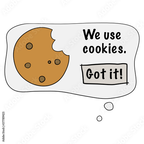 We use cookies website alert design concept. Funny cartoon vintage style.