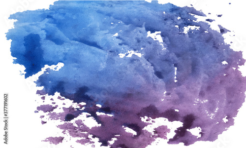 Vector abstract violet, blue and purple watercolor on white texture background. Color splashing hand-painted. Abstract watercolor background.