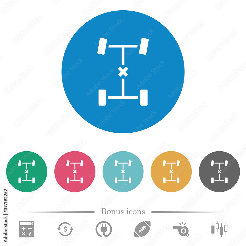 Central differential lock flat round icons Central differential lock flat round icons