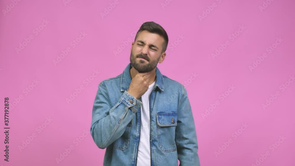 Young caucasian handsome man coughing, concept of virus or disease Young caucasian handsome man coughing, concept of virus or disease