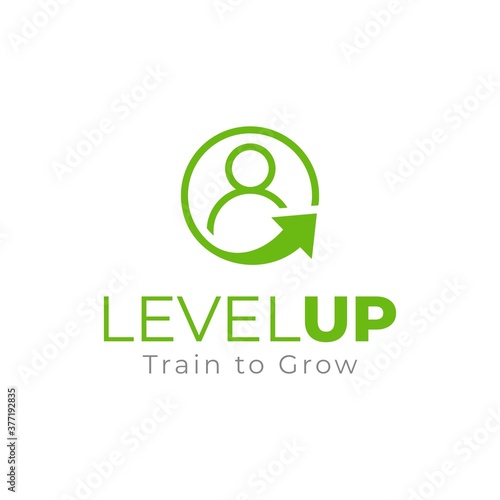 Level up logo template. User icon. Account badge. User symbol.