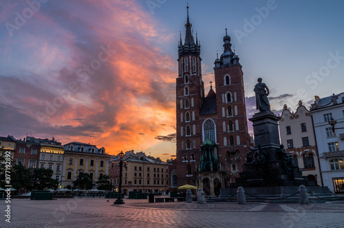 Sunrise over the Cracow, Poland