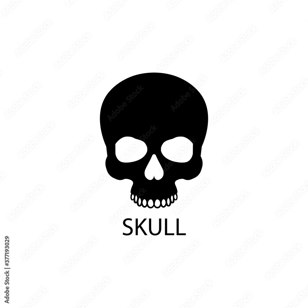 Flat black skull icon. Vector illustration eps 10 Flat black skull icon. Vector illustration eps 10