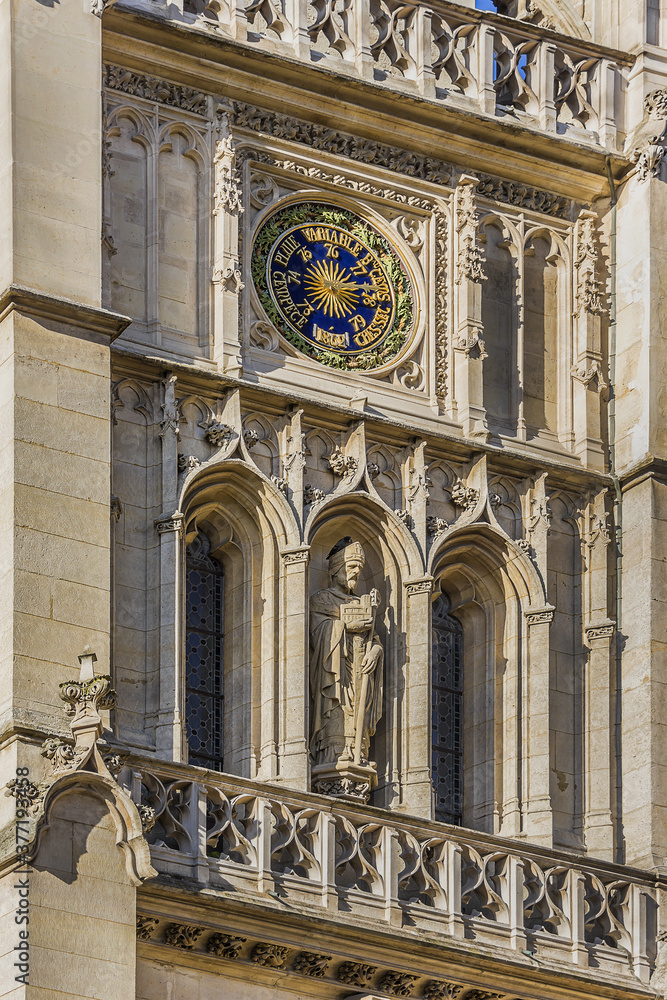 Church of Saint-Germain-l'Auxerrois at Amiral de Coligny Street. Church founded in VII century and rebuilt many times. Paris, France.