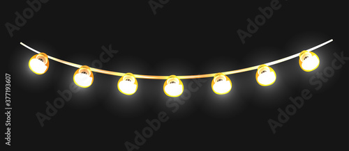 Garland, modern round lamps, outside and inside