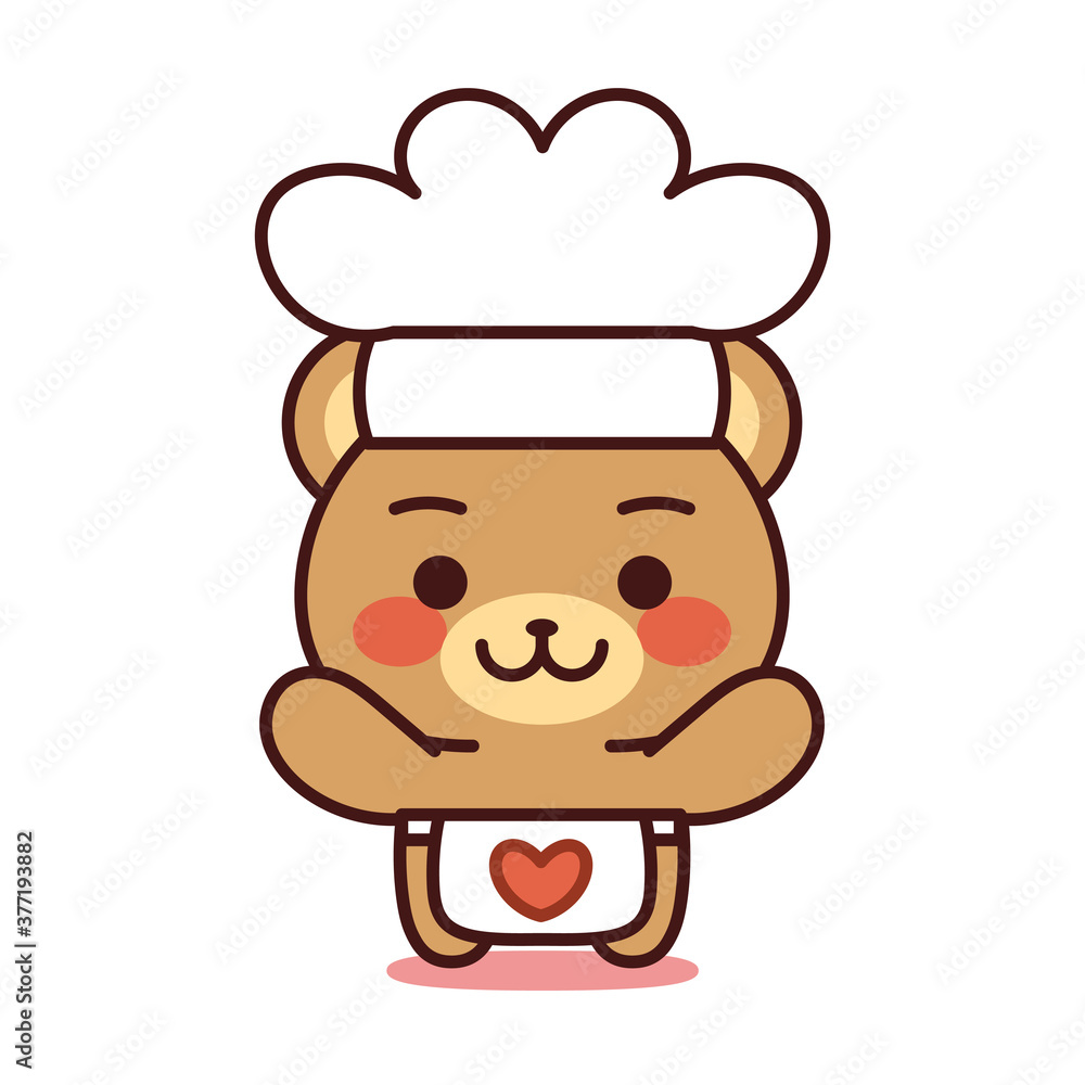 Isolated love cook bear kawaii. Emoji of a bear - Vector Isolated love cook bear kawaii. Emoji of a bear - Vector
