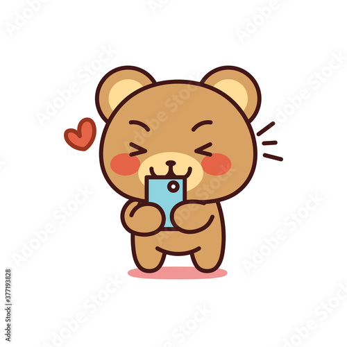 Isolated bear kawaii chatting. Emoji of a bear - Vector
