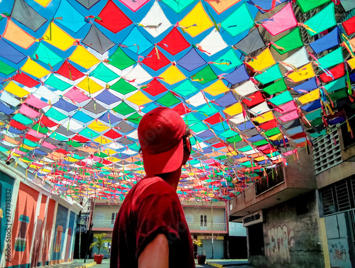 person exploring a city