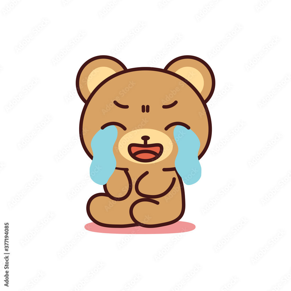 Isolated bear crying kawaii. Emoji of a bear - Vector Isolated bear crying kawaii. Emoji of a bear - Vector
