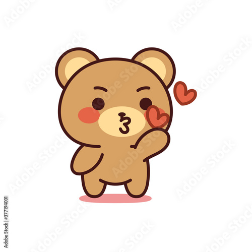 Isolated bear blowing kisses. Emoji of a bear - Vector