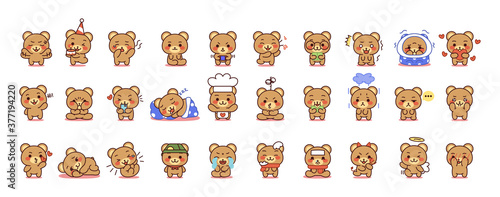 Set of bears kawaii emojis - VEctor illustration
