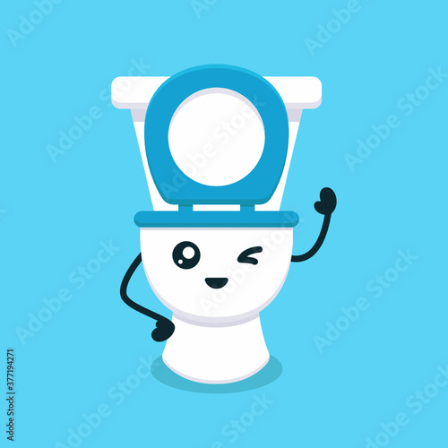 Cute toilet mascot design illustration