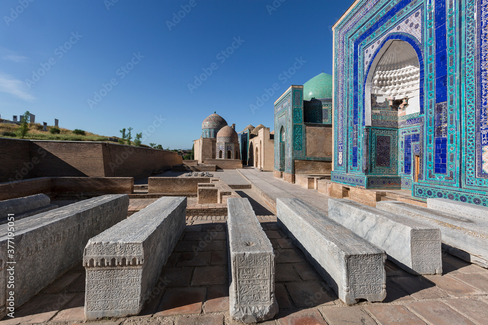 Historical holy cemetery of Shahi Zinda in Samarkand, Uzbekistan.