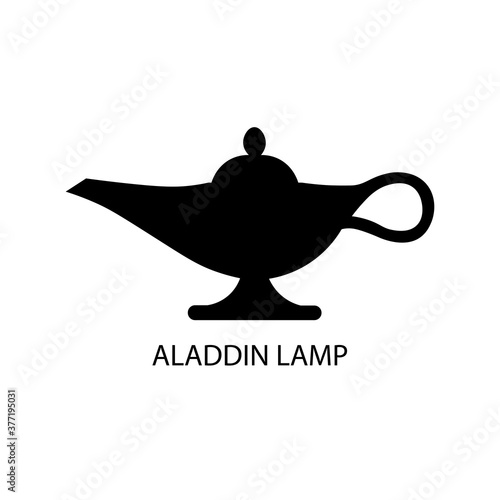 Aladdin lamp black sign icon. Vector illustration eps 10