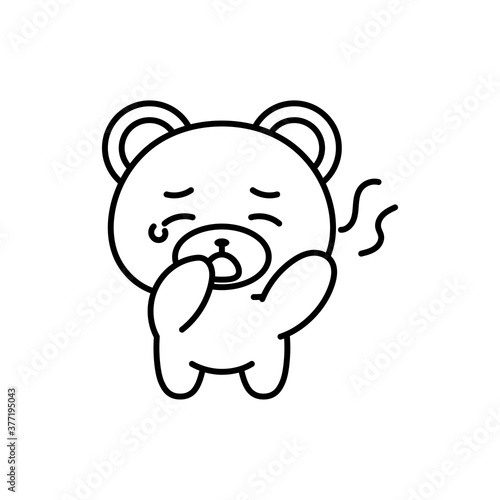 Isolated bear crying kawaii. Emoji of a bear - Vector