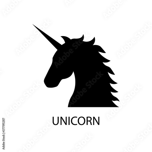 Unicorn black sign icon. Vector illustration eps 10