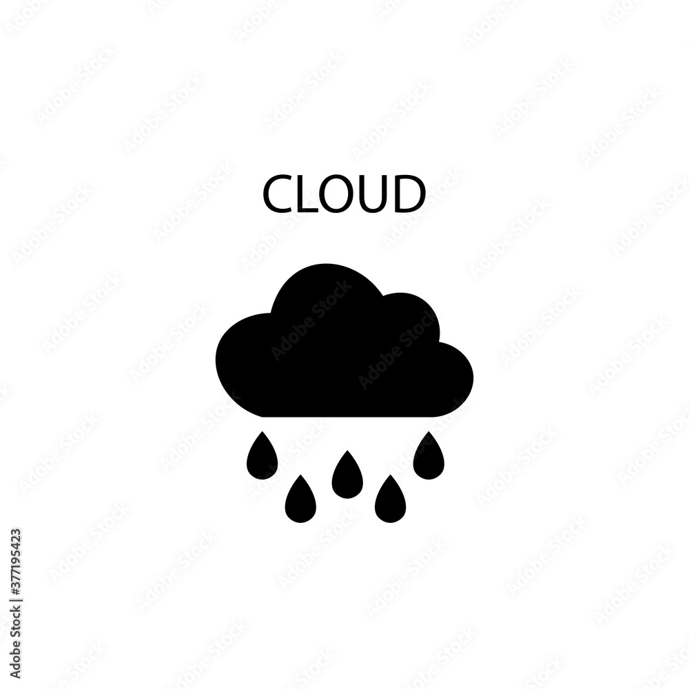 Icon of black sign cloud and raindrops. Vector illustration eps 10 Icon of black sign cloud and raindrops. Vector illustration eps 10