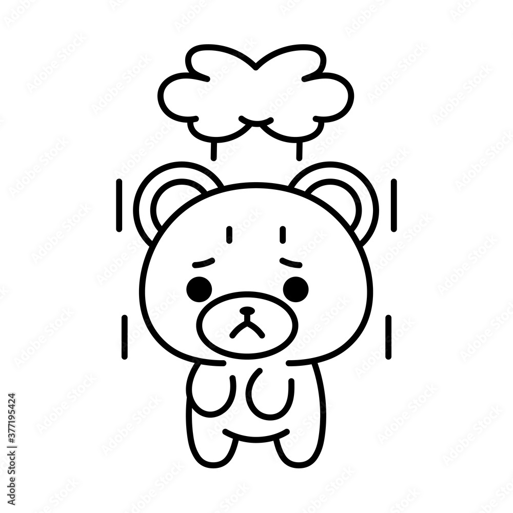 Isolated depressed bear kawaii. Emoji of a bear - Vector Isolated depressed bear kawaii. Emoji of a bear - Vector