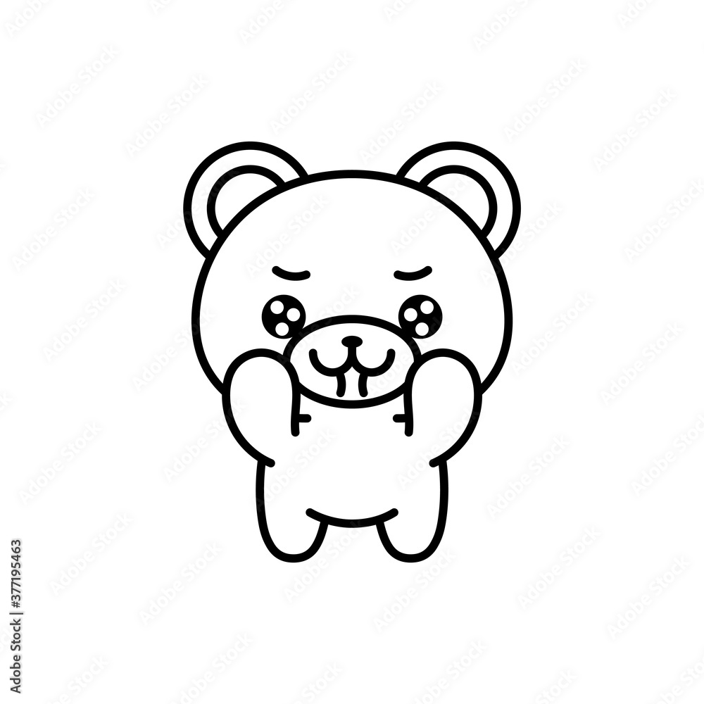 Isolated bear in love kawaii. Emoji of a bear - Vector Isolated bear in love kawaii. Emoji of a bear - Vector
