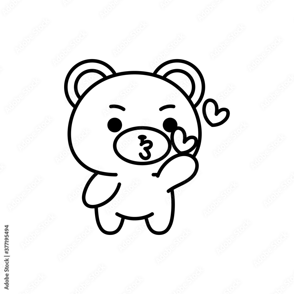Isolated bear blowing kisses. Emoji of a bear - Vector Isolated bear blowing kisses. Emoji of a bear - Vector