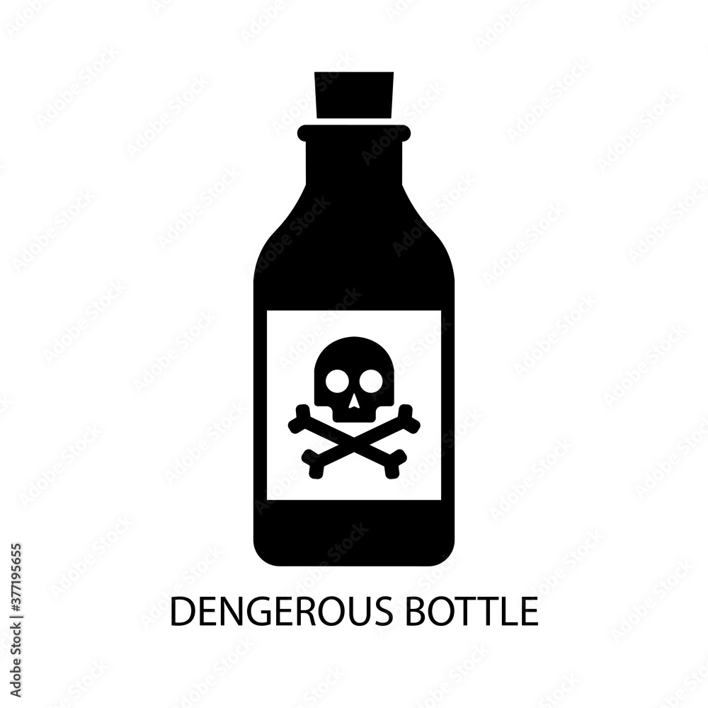 Bottle black sign icon and skull and crossbones sign. Vector illustration eps 10 Bottle black sign icon and skull and crossbones sign. Vector illustration eps 10