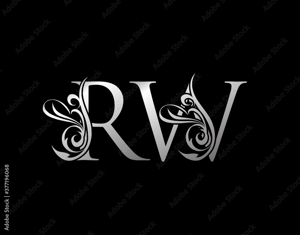 Silver R, W and RW Luxury Letter Logo Icon. Graceful royal style. Luxury alphabet arts logo. Silver R, W and RW Luxury Letter Logo Icon. Graceful royal style. Luxury alphabet arts logo.