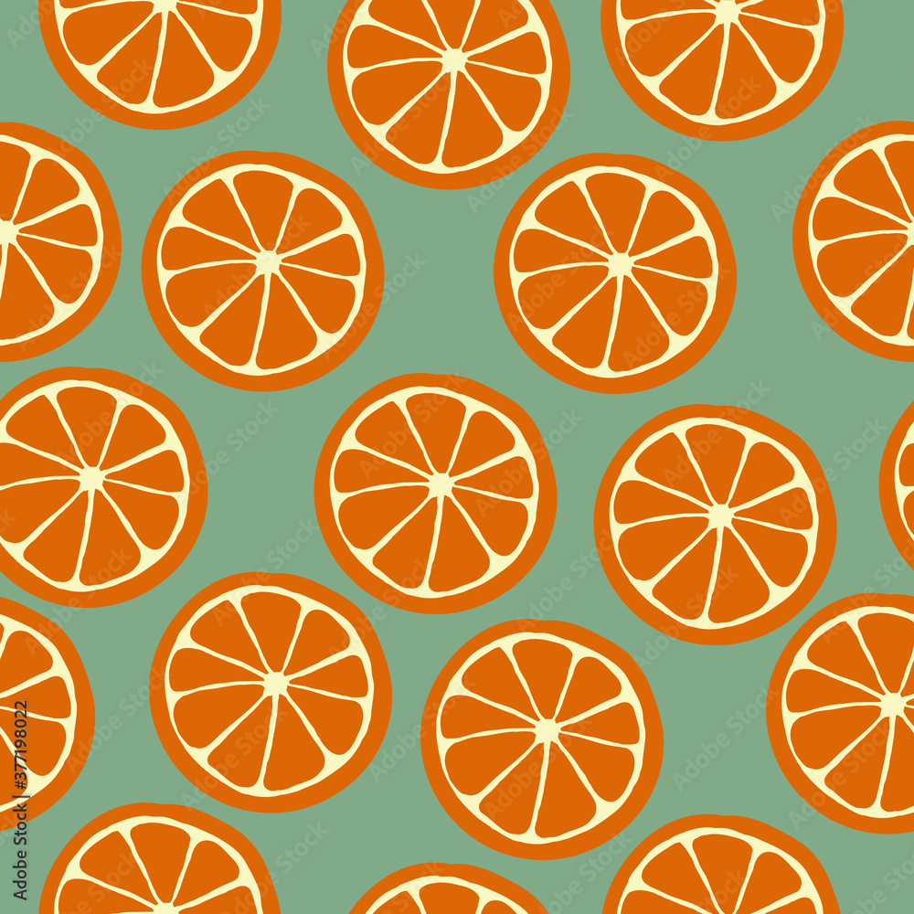 Simple orange pattern. Orange circles on an green background. The print is suitable for Wallpaper. Simple orange pattern. Orange circles on an green background. The print is suitable for Wallpaper.