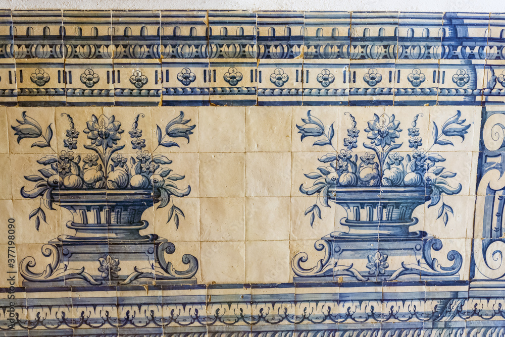 panels on azulejos in a convent of Setubal, Portugal