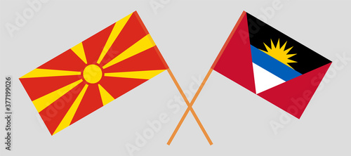 Crossed flags of North Macedonia and Antigua and Barbuda