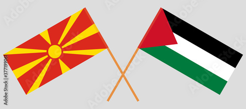 Crossed flags of North Macedonia and Palestine