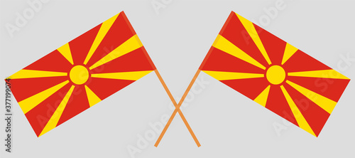 Crossed flags of North Macedonia