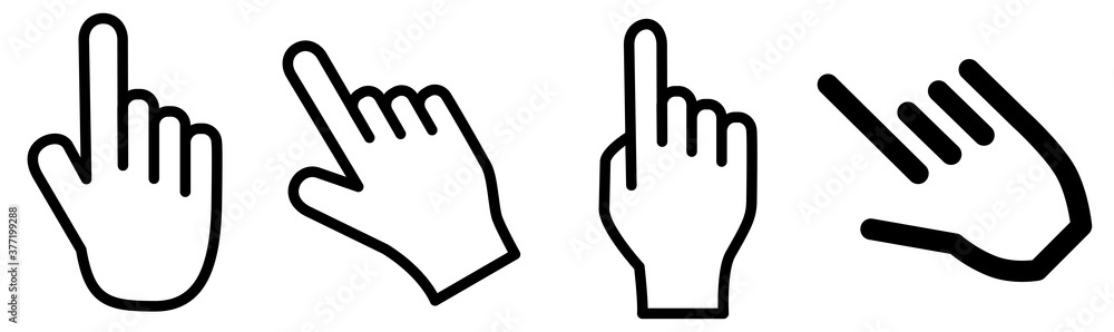 Set of simple pointing fingers icons Set of simple pointing fingers icons