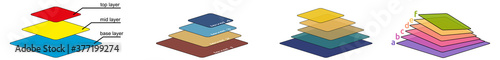 3d layers illustration, multiple versions