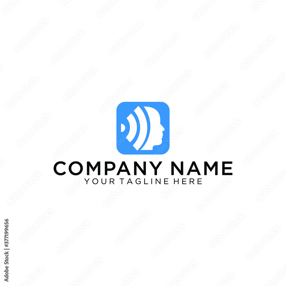 The person sends radio waves. Vector logo of communication. The person sends radio waves. Vector logo of communication.