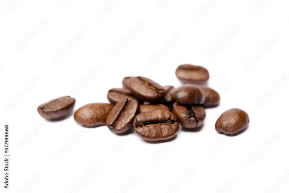 Roasted coffee beans isolated on white background Roasted coffee beans isolated on white background