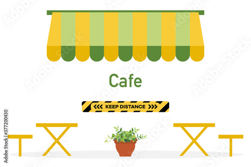 Quarantine Reopen cafe Social distancing People