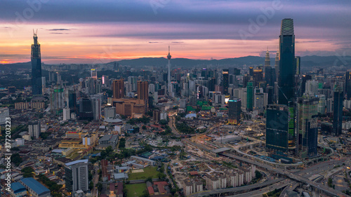 A sunset scene taken via drone during a lockdown from Kuala Lumpur, Malaysia.