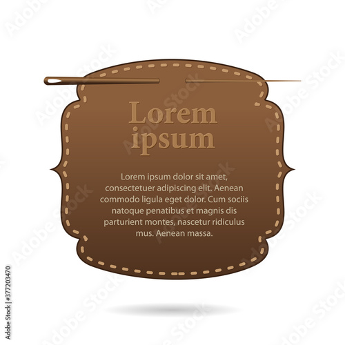 template with space for text, leather label in the form of a beautiful frame. Vector, illustration