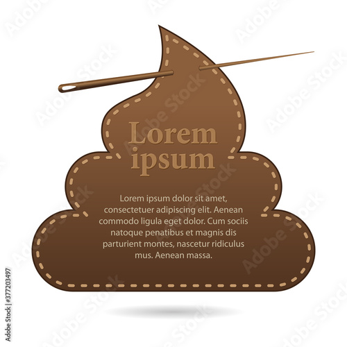 template with space for text, leather label in the form of a pile of shit. Vector, illustration