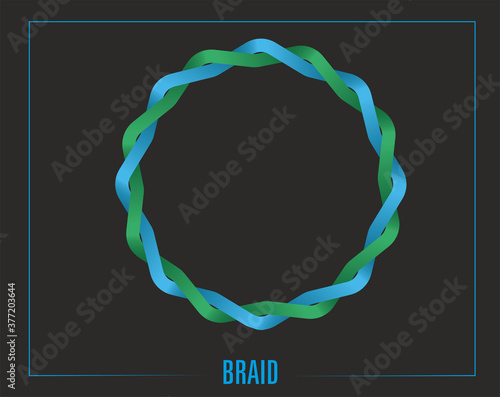 Vector illustration, frame in and blue and green shades with copy space in middle of shape. Vector illustration
